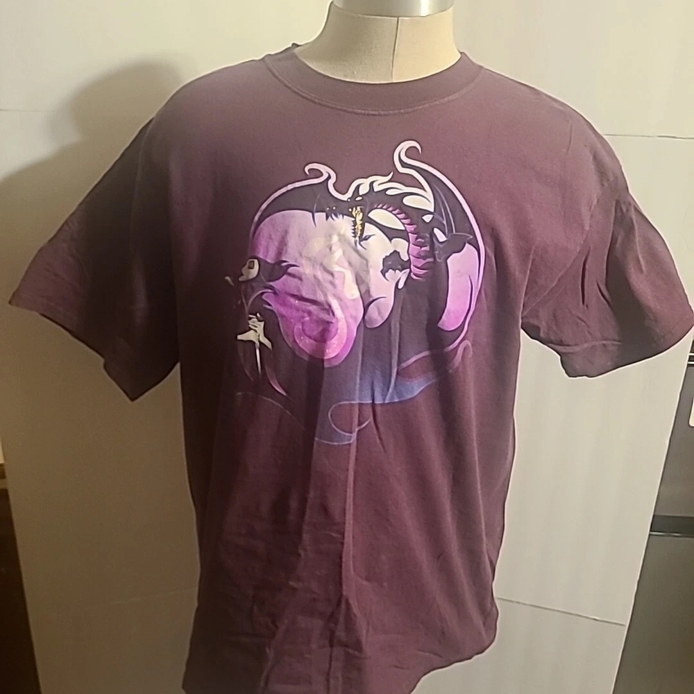 MALEFICENT VTG XL SHIRT WALT DISNEY WORLD VILLAINS DRAGON PURPLE SLEEPING BEAUTY